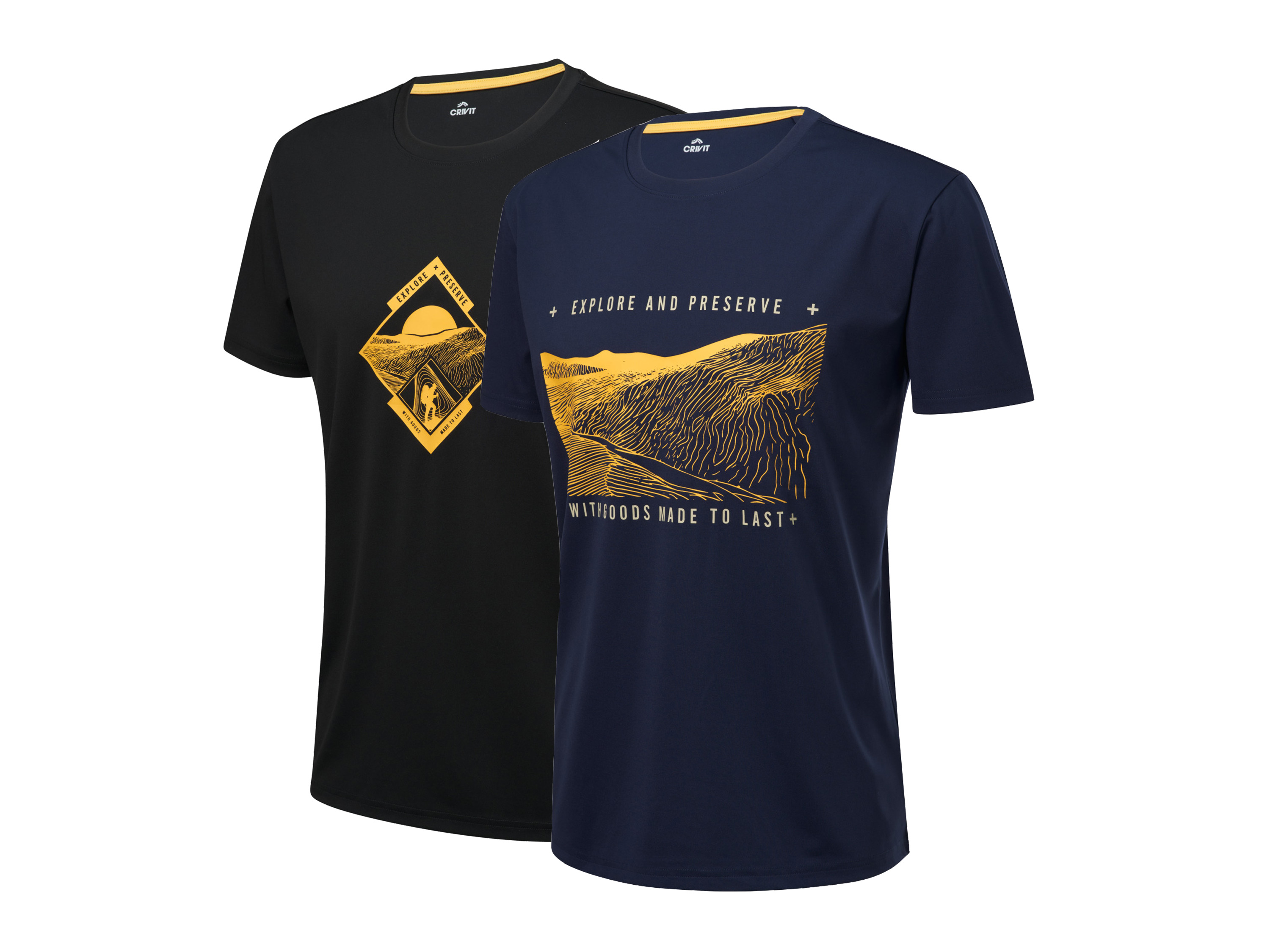 CRIVIT Pánske funkčné tričko s UV ochranou, 2 kusy (čierna/navy modrá, XL (56/58))