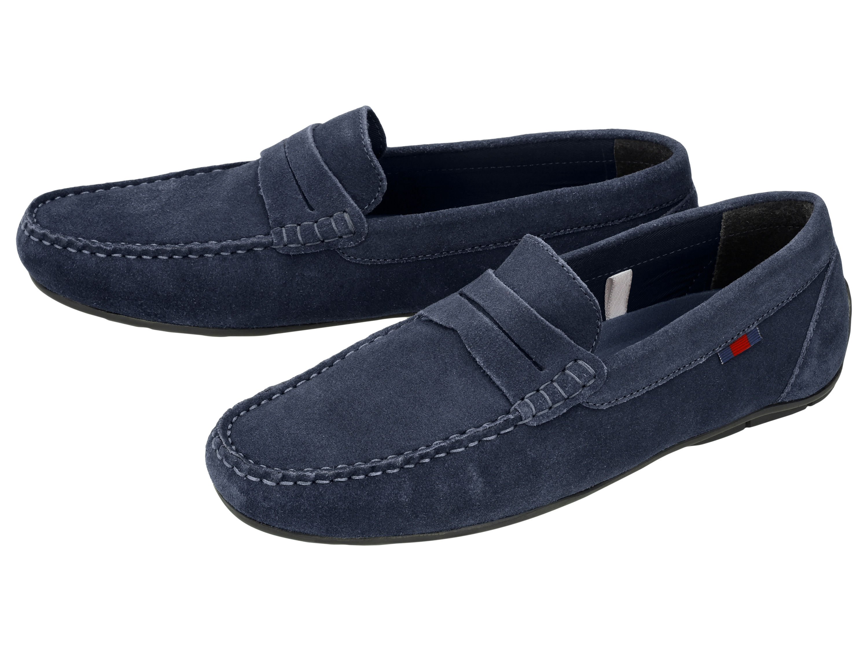 esmara Men Pánske kožené mokasíny Premium (navy modrá, 43)