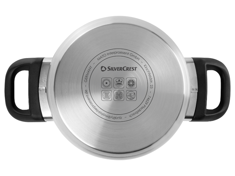 Pohľad zhora na nerezový hrniec značky SilverCrest.