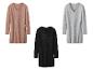 Tri chlpaté topy s dlhým rukávom: jeden broskyňový s výstrihom do V, jeden čierny s okrúhlym výstrihom a jeden sivý s výstrihom do V.
