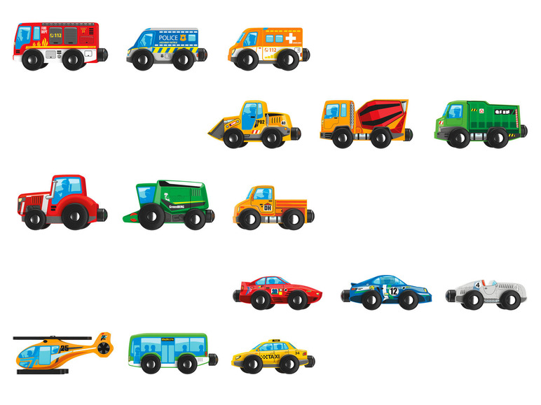 Prejsť na zobrazenie na celú obrazovku: Playtive Drevené vozidlá, 3-dielna súprava – obrázok 1