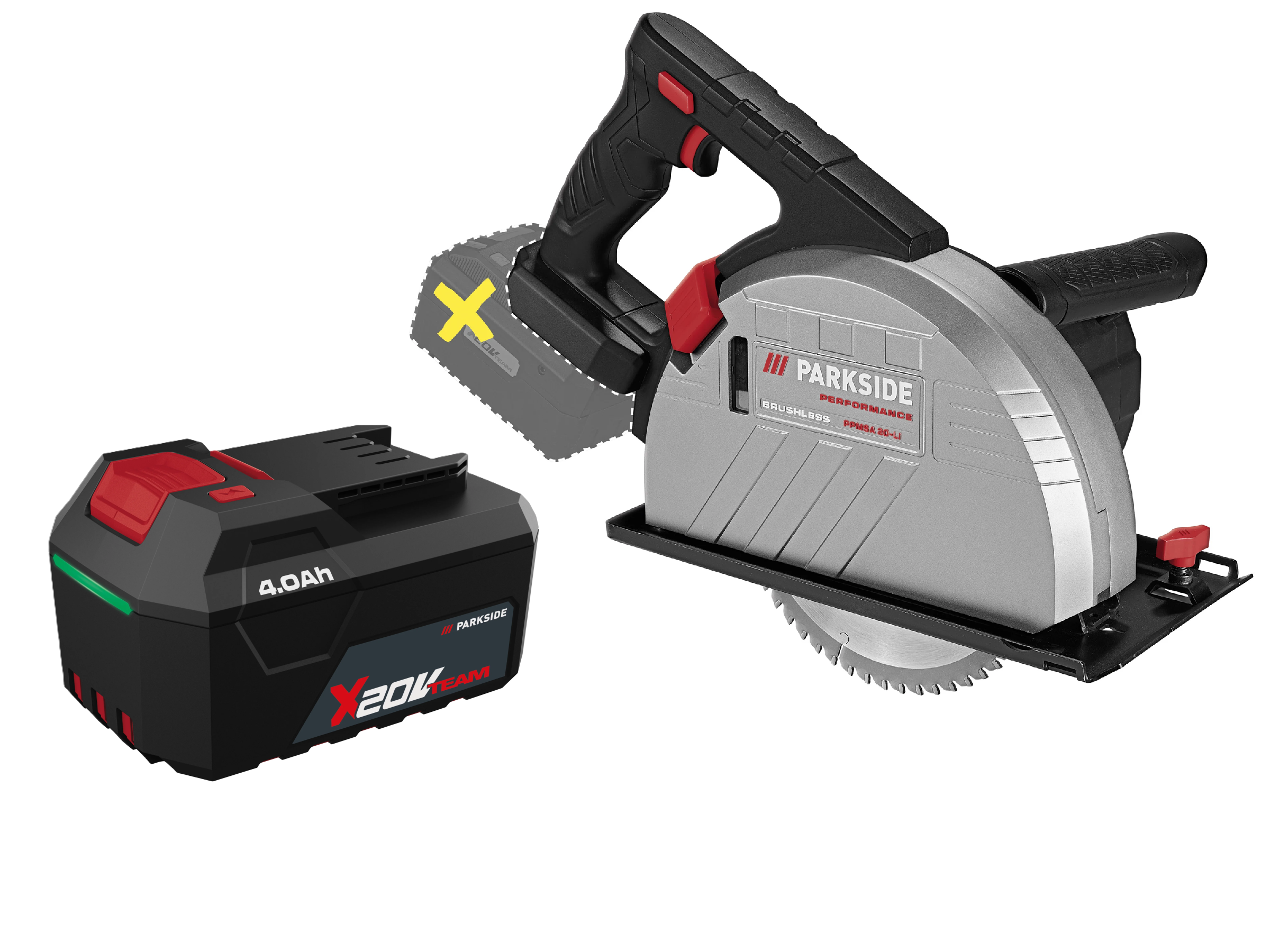PARKSIDE PERFORMANCE® Aku ručná kotúčová píla na kov PPMSA 20-Li A1 + Akumulátor 20 V/4 Ah