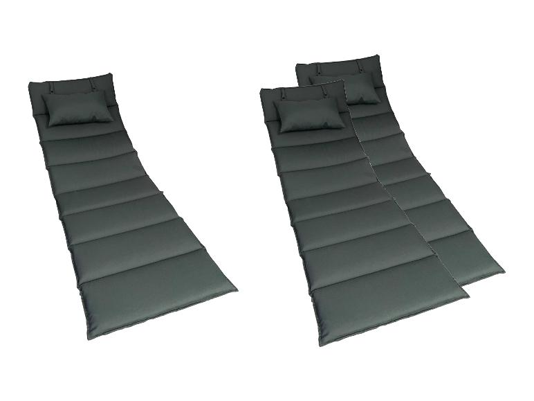 Dva tmavosivé vankúše na ležadlo s vankúšmi pod hlavu