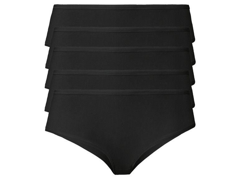 E-shop esmara® Dámske bavlnené bedrové nohavičky, 5 kusov (XS (32/34), čierna)