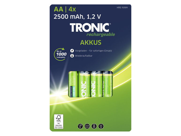 TRONIC Batérie Ni-MH Ready 2 Use, 4 kusy (AA)