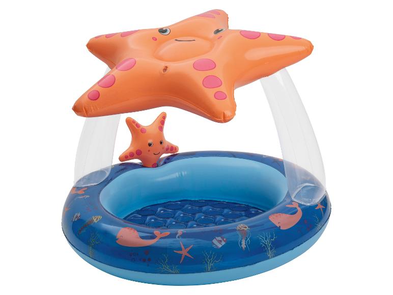 Nafukovací detský bazén so slnečníkom v tvare morskej hviezdy, oceánska téma.