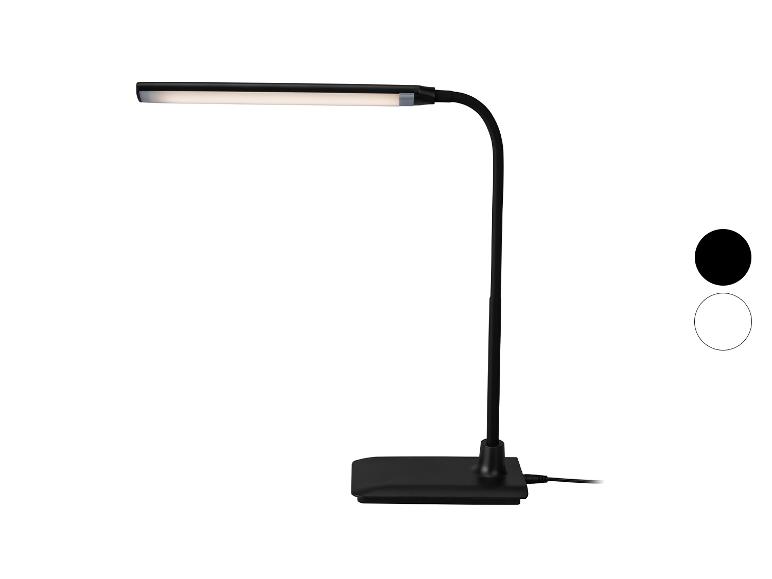 Čierna LED stolná lampa s flexibilným krkom a osvetleným pásikom