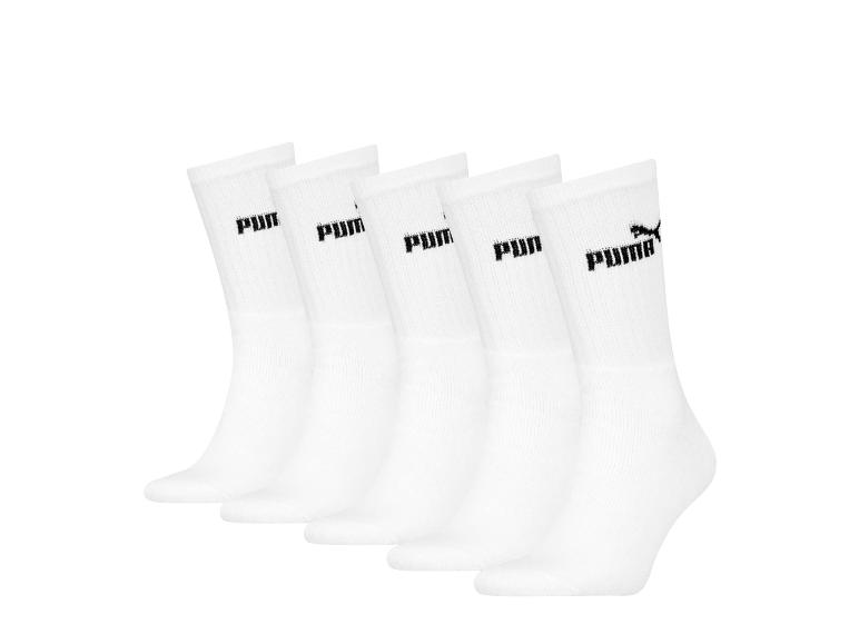 Biele ponožky Puma, balenie piatich kusov