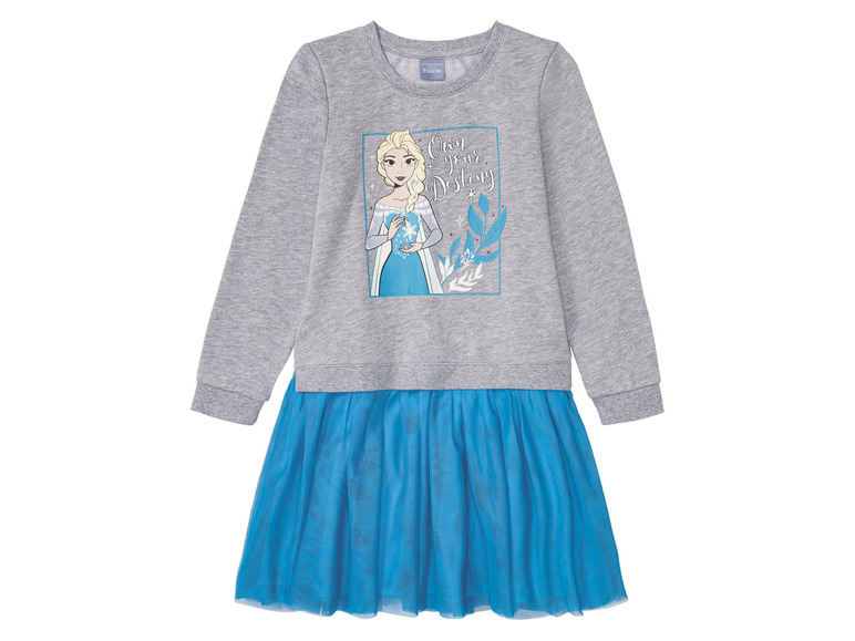 E-shop Dievčenské teplákové šaty (134/140, Ľadové kráľovstvo/modrá/sivá)