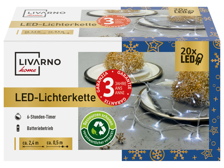 Prejsť na zobrazenie na celú obrazovku: LIVARNO home Svetelná LED reťaz, 20 LED – obrázok 2