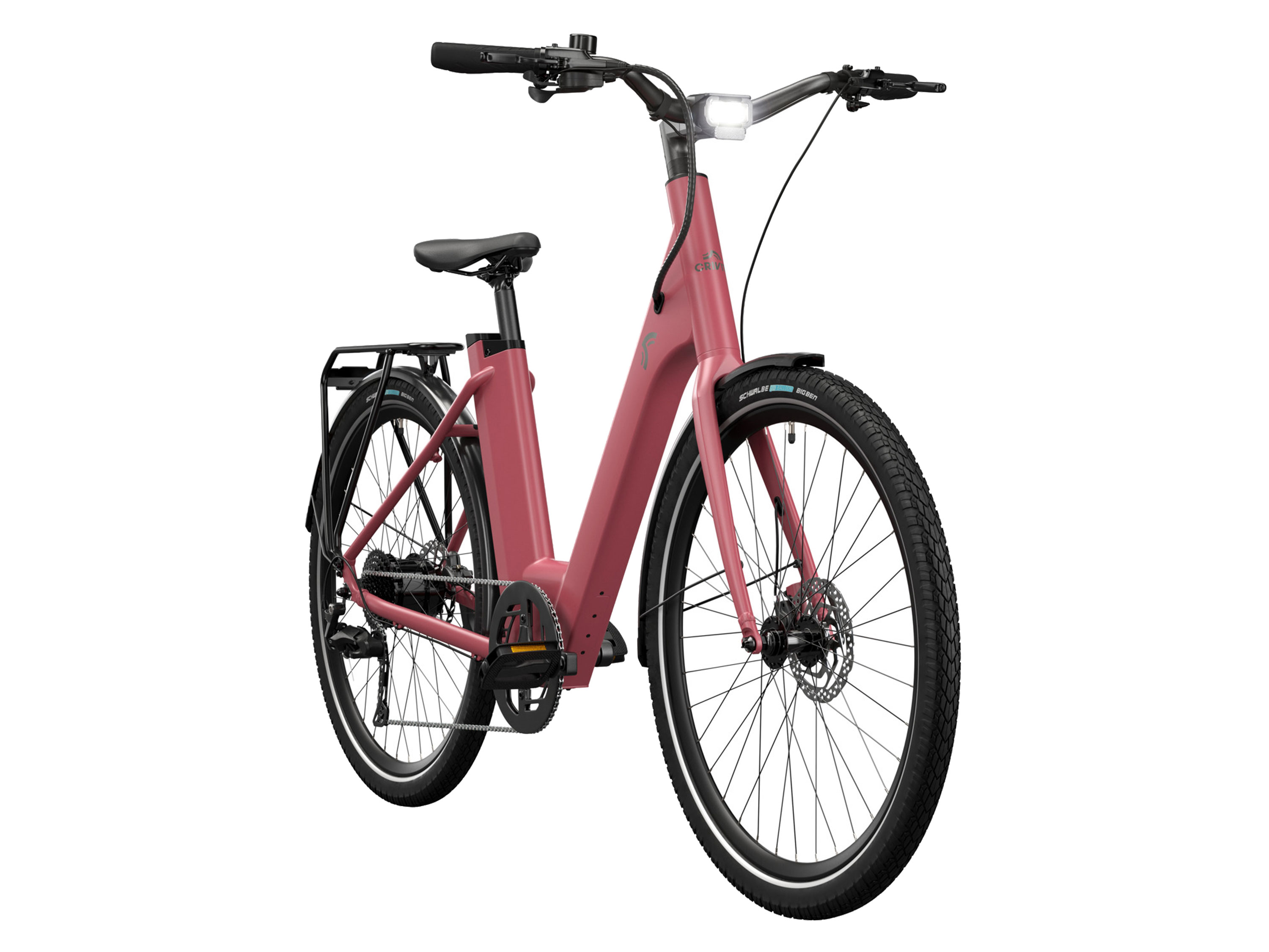 CRIVIT Mestský elektrobicykel s prehadzovačkou Shimano CUES Y.3  (ružovofialová)