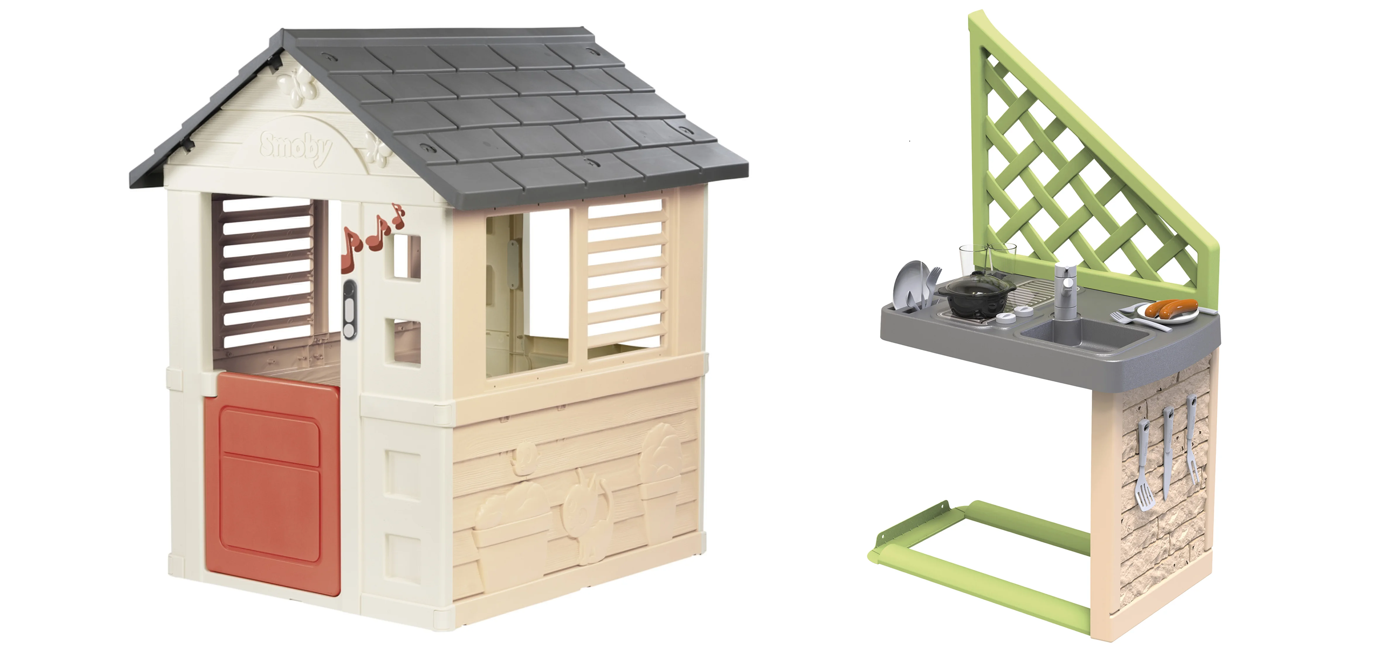 SMOBY Detský záhradný domček Lovely so zvončekom + Letná kuchynka