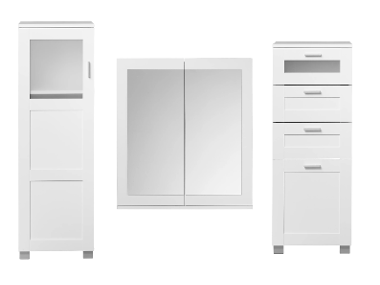 LIVARNO home Kúpeľňová skrinka Basel + Skrinka so zrkadlom Basel + Skrinka do kúpeľne Basel