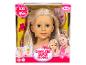 Hlava bábiky Bayer Charlene Super Model s blond vlasmi a make-up doplnkami.