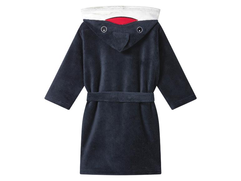Tmavomodrý detský župan s kapucňou v tvare žraloka