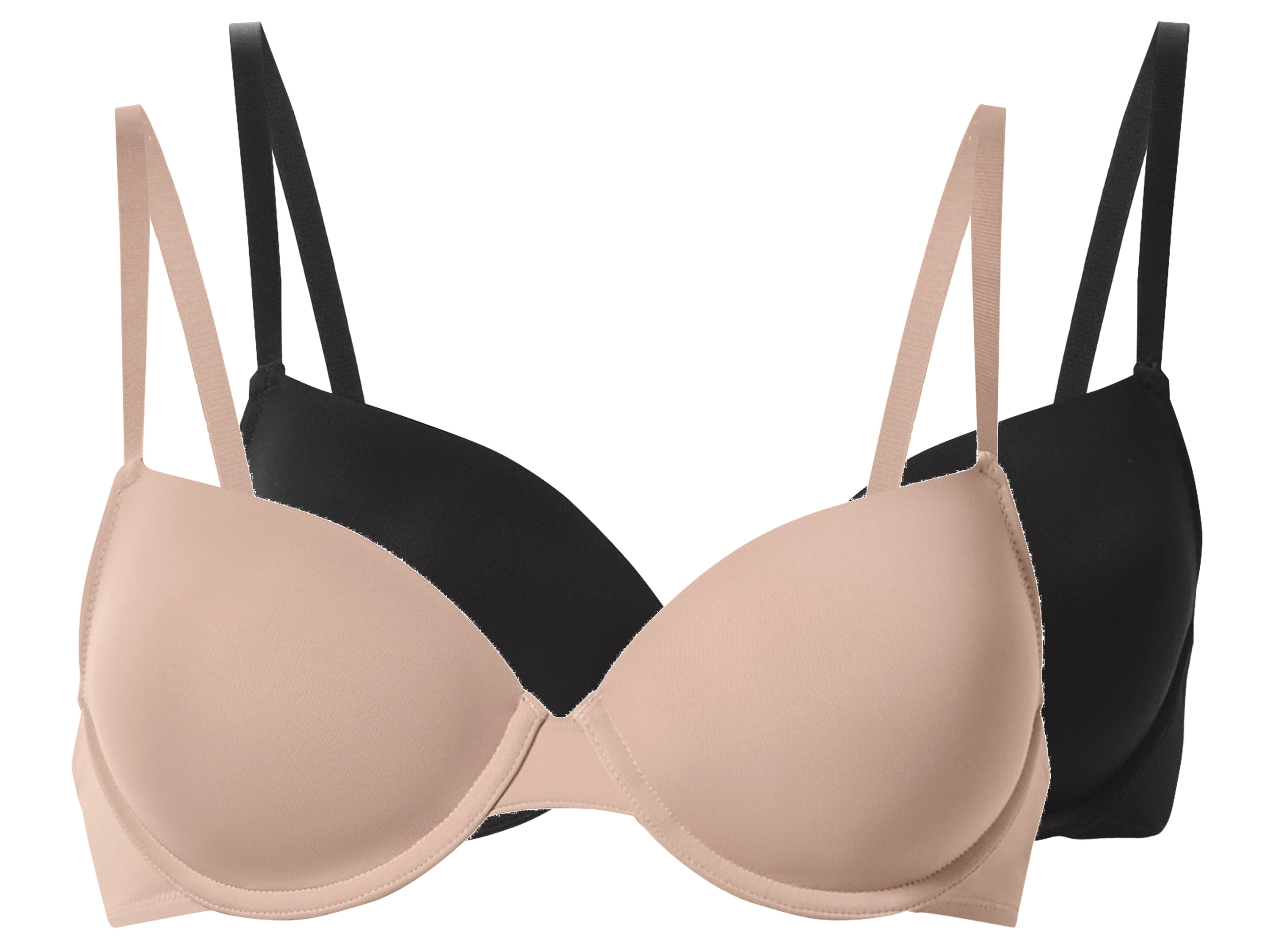 E-shop esmara® Dámske vystužené podprsenky, 2 kusy (čierna/béžová, 85C)