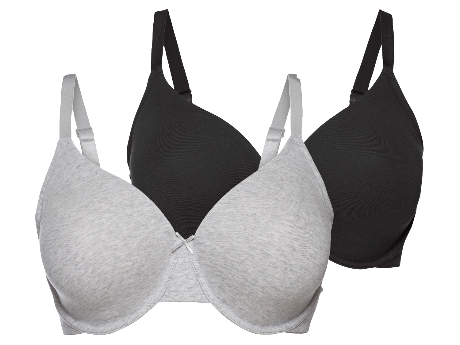 esmara® Dámska podprsenka XXL, 2 kusy (čierna/sivá, 85D)