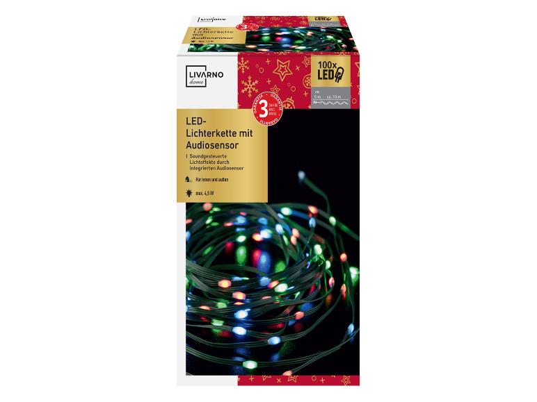 LED svetelná reťaz s audio senzorom Livarno Home, 100 LED diód, 5 m