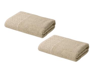 LIVARNO® Froté osuška, 450 g/m², 70 x 140 cm, béžová, 2 kusy