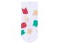 Krátke biele ponožky s farebnými vzormi.