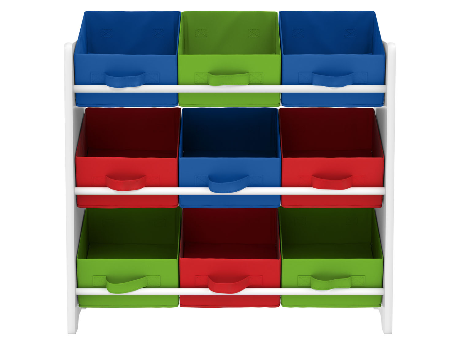 LIVARNO home Skladovací regál s 9 textilnými boxami (zelený/červený/modrý)