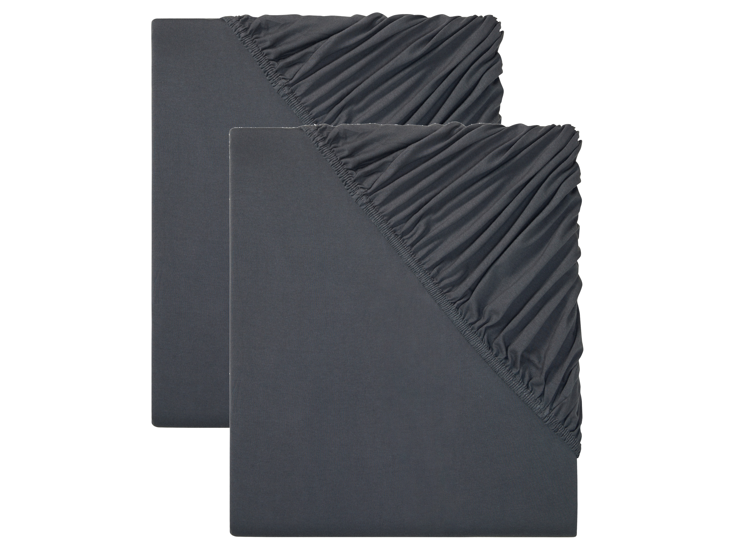 LIVARNO home Džersejová napínacia plachta, 90 – 100 x 200 cm, 2 kusy (tmavosivá)