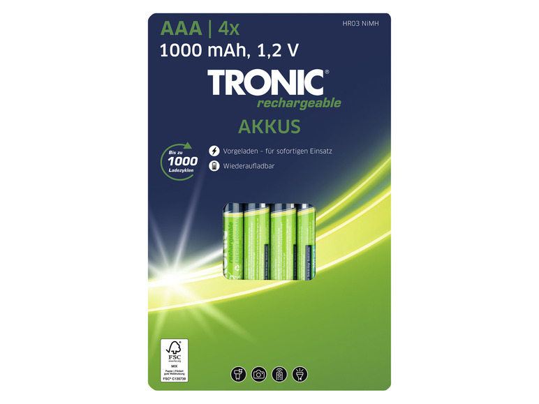 TRONIC Batérie Ni-MH Ready 2 Use, 4 kusy (AAA)