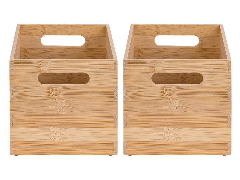 Dve bambusové úložné boxy s vyrezanými rúčkami