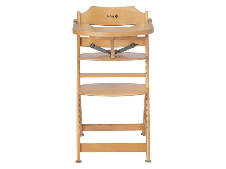Drevená jedálenská stolička s bezpečnostným pásom od Safety 1st.