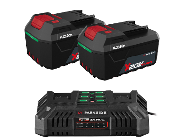 PARKSIDE® Akumulátor 20 V/4 Ah PAP 204 A1, 2 kusy + Dvojitá nabíjačka na akumulátor 20 V/4,5 A