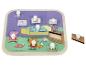 Drevené vkladacie puzzle Peppa Pig s úchytkami, zobrazujúce spálňu s Peppou a priateľmi.