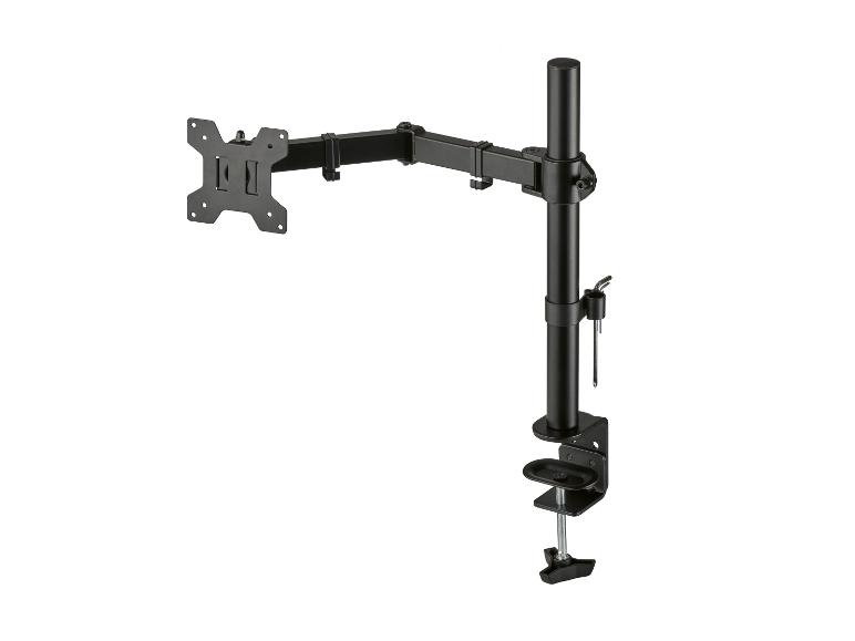 Čierny držiak monitora so svorkovým uchytením.