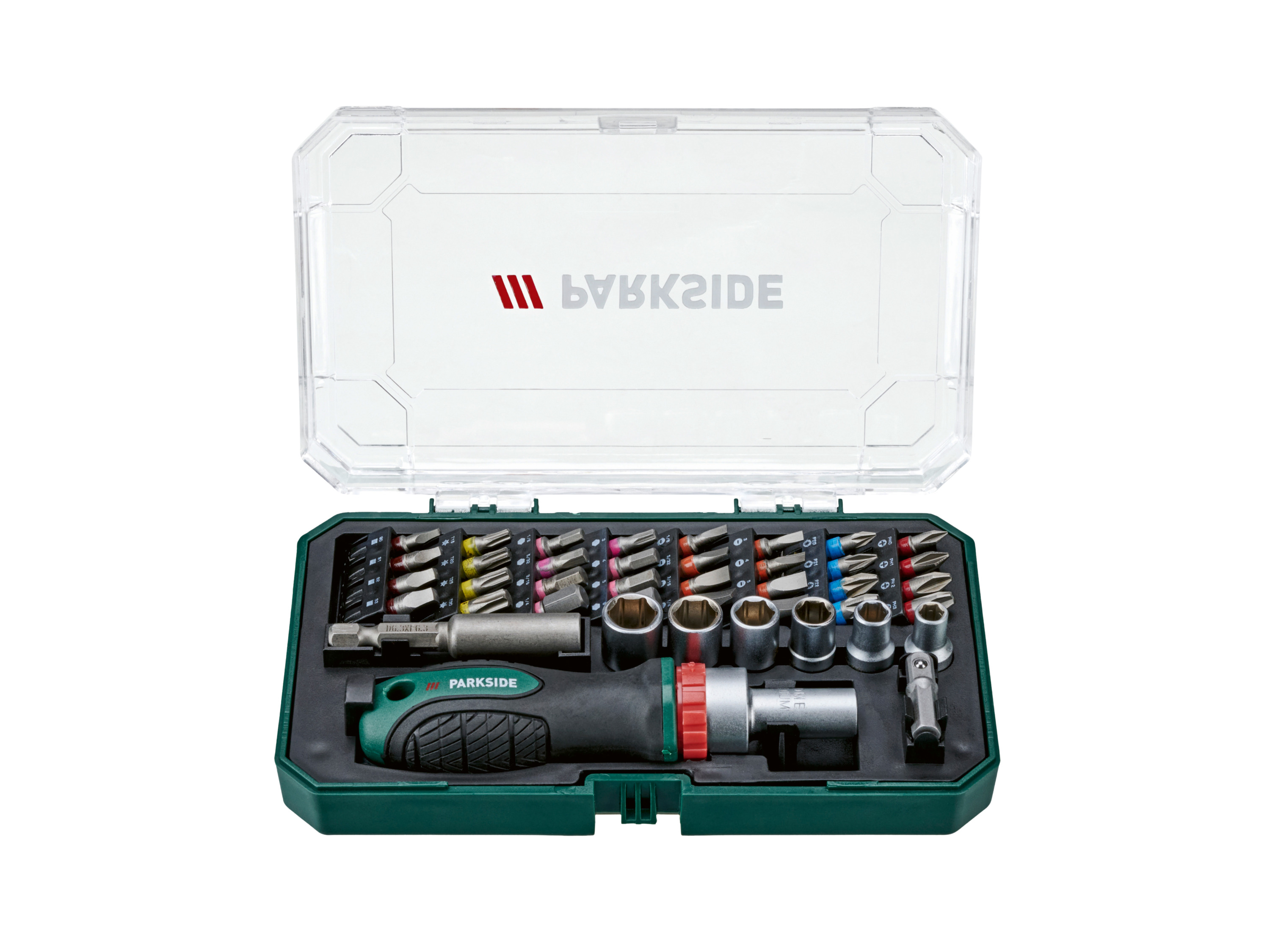 PARKSIDE® Súprava náradia na jemnú mechaniku/kľúčov na vnútorný šesťhran (račňový mini skrutkovač s bitmi)