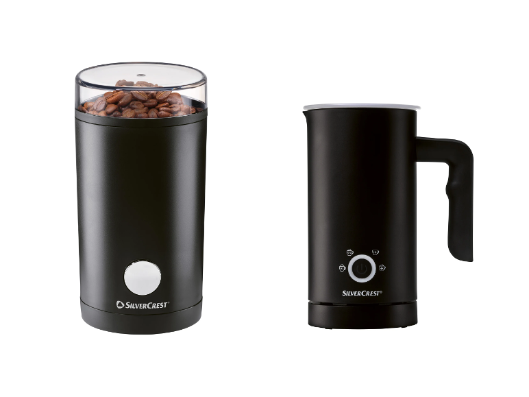 SILVERCREST® Elektrický mlynček na kávu SKME 180 C2 + Napeňovač mlieka SMAS 500 D4