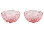 Dve ružové sklenené misky s fazetovaným vzorom.