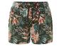 Šortky s tropickou potlačou, olivovo zelené.