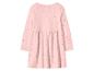 Detské ružové šaty s dlhým rukávom a červenými bodkami