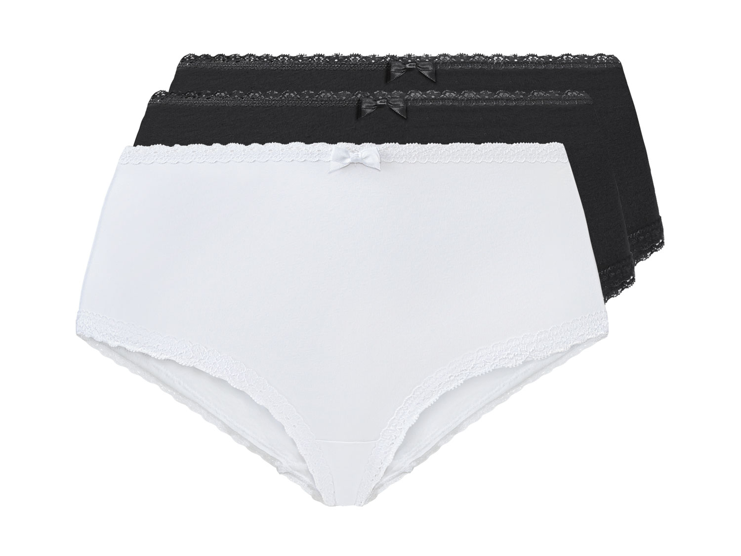 esmara® Dámske bedrové nohavičky, 3 kusy (S (36/38), čierna/biela)