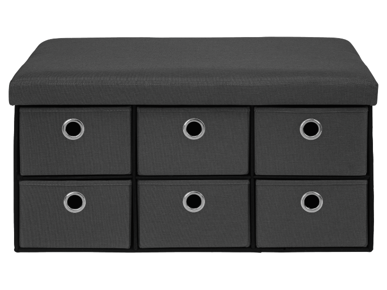 Tmavosivá taburetka so šiestimi úložnými zásuvkami