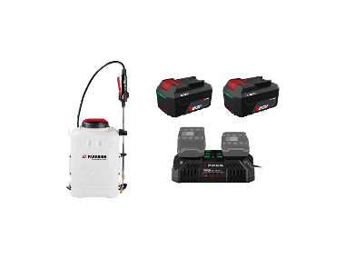 PARKSIDE PERFORMANCE® Aku tlakový postrekovač na chrbát 20 V PPARDS 16 D3 + Akumulátor 20 V/4 Ah, 2 kusy + Dvojitá nabíjačka 20 V/4,5 A