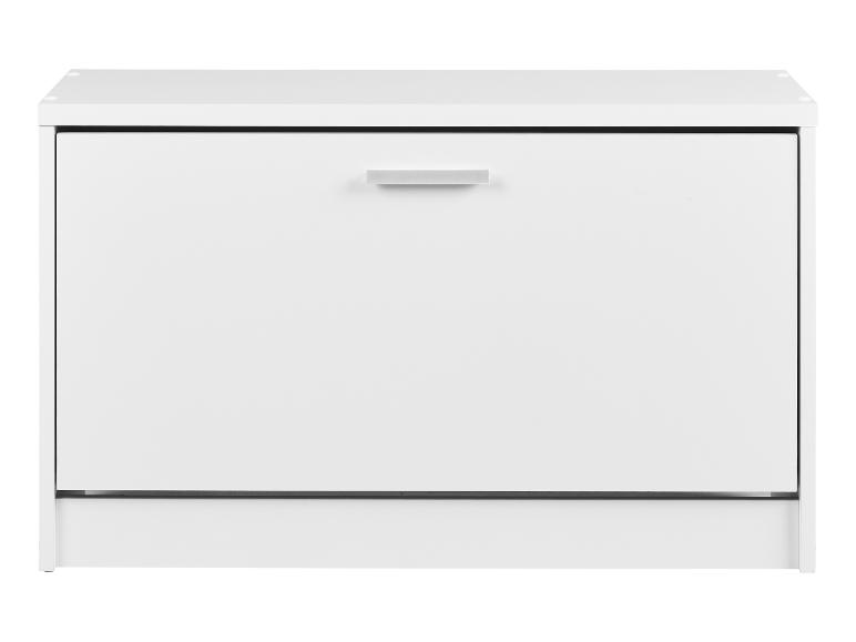 Biela skrinka na topánky s jedným zásuvkou.