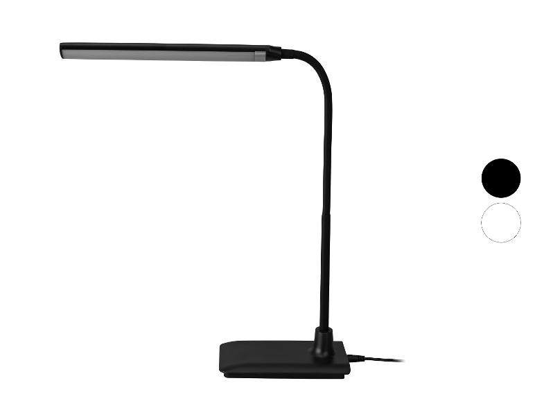 Čierna LED stolná lampa s flexibilným krkom a obdĺžnikovou základňou