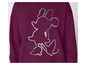 Tmavočervený sveter s dizajnom Minnie Mouse v striebornej farbe.