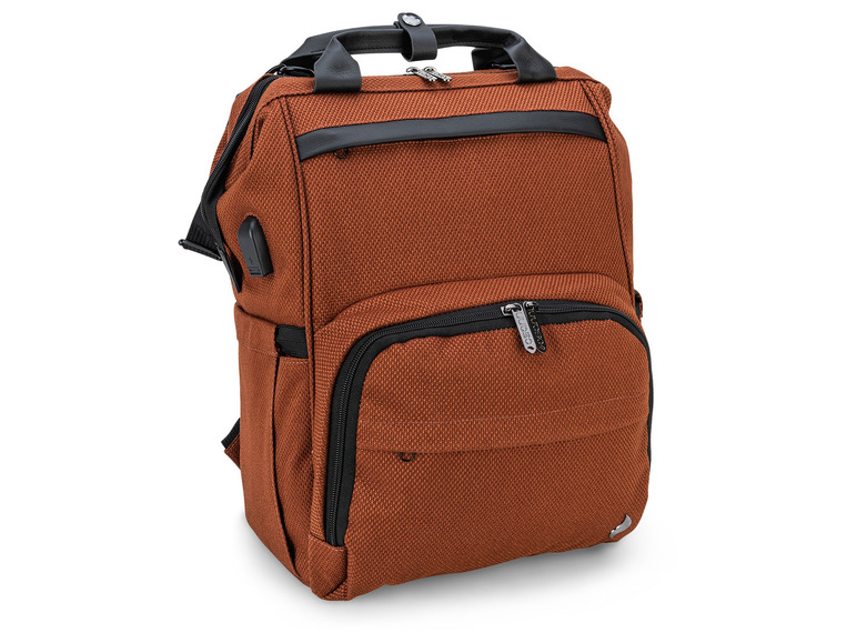Hnedý ruksak Samsonite s viacerými priehradkami.
