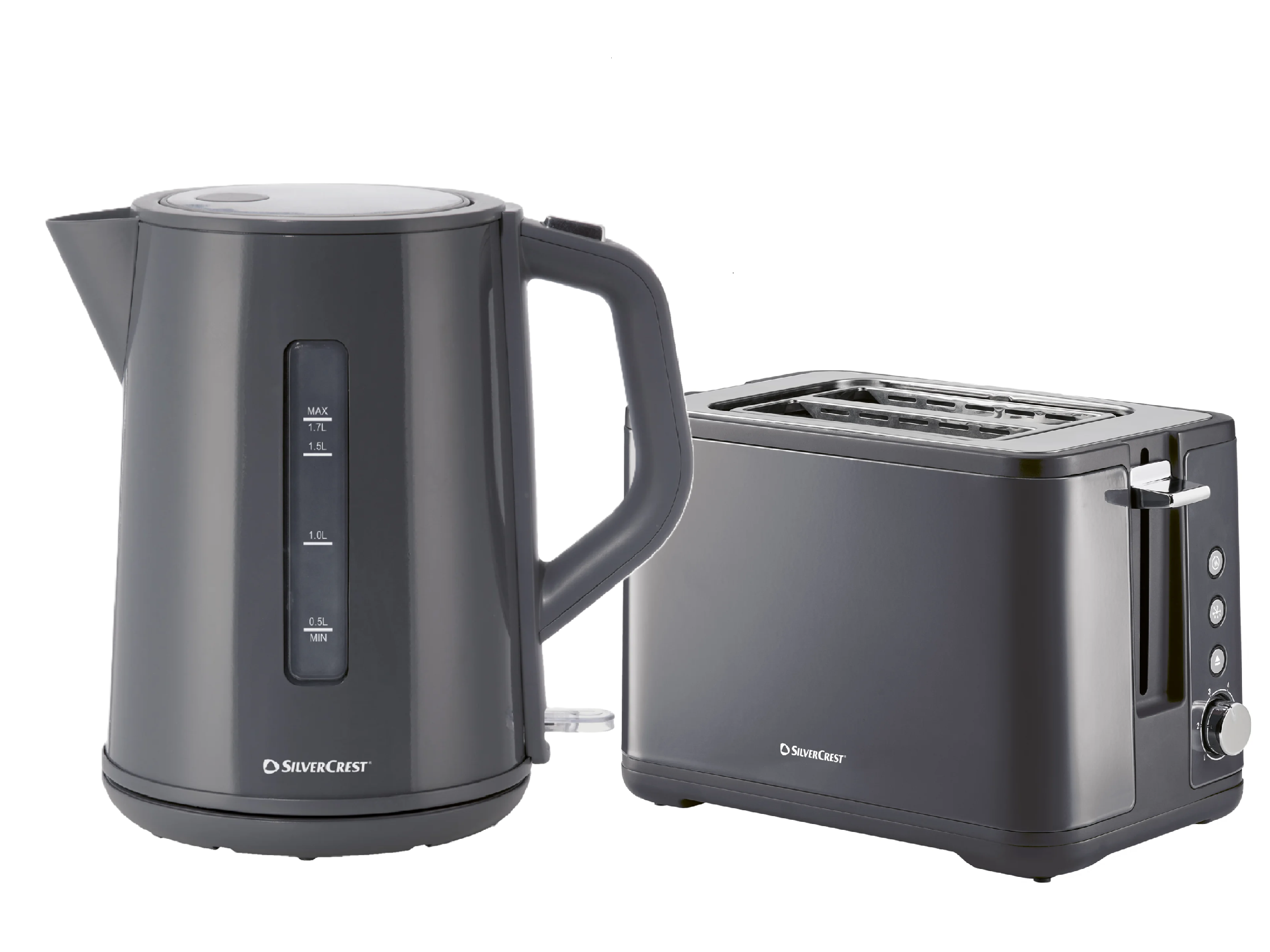 SILVERCREST® Rýchlovarná kanvica SWKC 3000 F4 + Hriankovač STC 850 E4, sivá