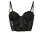 Čierna podprsenka s čipkou a štýlom bustier.