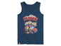 Tmavomodré tielko s potlačou hasičského auta a hasiča LEGO.