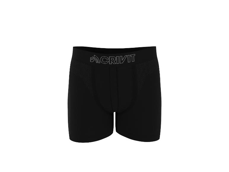 Čierne pánske boxerky Crivit s logom na páse.