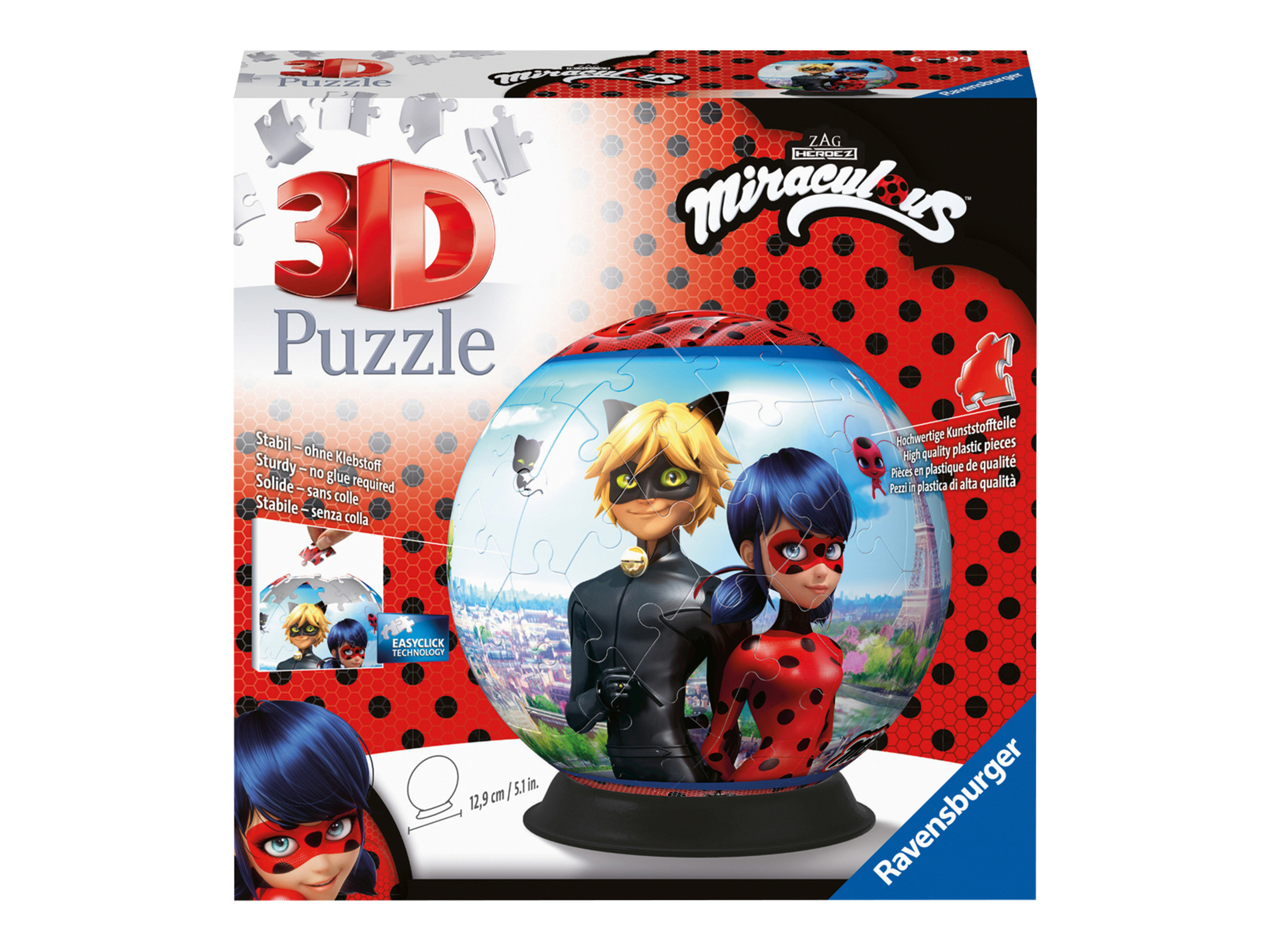 Ravensburger Puzzle guľa 3D, Ø 13 cm (Miraculous)