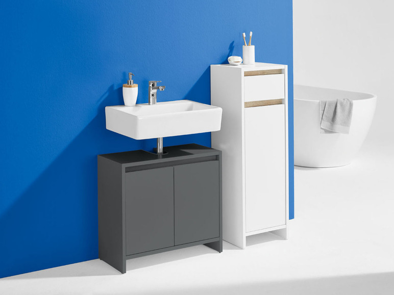Prejsť na zobrazenie na celú obrazovku: LIVARNO home Kúpeľňová skrinka Oslo s košom na bielizeň, biela – obrázok 2